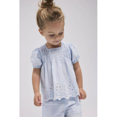 name it MINI gestreepte top NMFFESINNE lichtblauw Blouse Meisjes Katoen Ronde hals 80