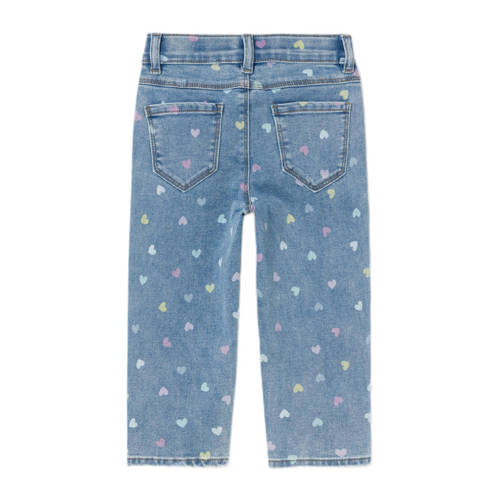 name it MINI mom jeans NMFBELLA met hartjes medium blue denim Blauw Meisjes Stretchdenim 92