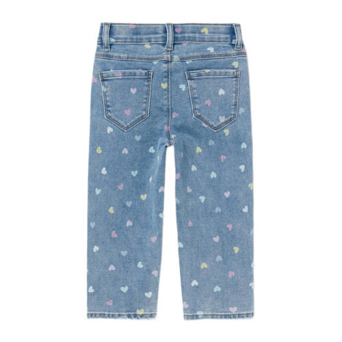 name it MINI mom jeans NMFBELLA met hartjes medium blue denim Blauw Meisjes Stretchdenim 92