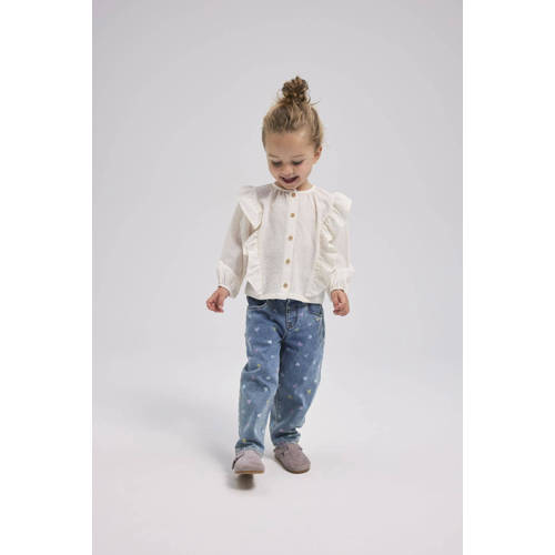 NAME IT MINI mom jeans NMFBELLA met hartjes medium blue denim Blauw Meisjes Katoen - maat 116 afbeelding
