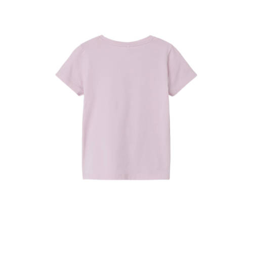 name it MINI T-shirt NMFFRANSISCA met printopdruk en 3D applicatie lichtroze Meisjes Stretchkatoen Ronde hals 80