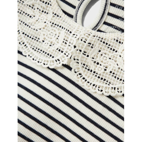 Name it MINI gestreepte top NMFFLOSSA donkerblauw offwhite Blouse Meisjes Katoen Peter Pan-kraag 110