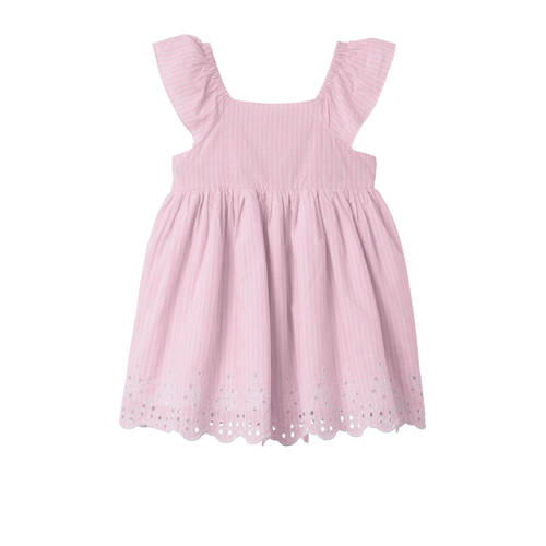 NAME IT MINI gestreepte A-lijn jurk NMFFESINNE roze Meisjes Katoen Ronde hals - 104