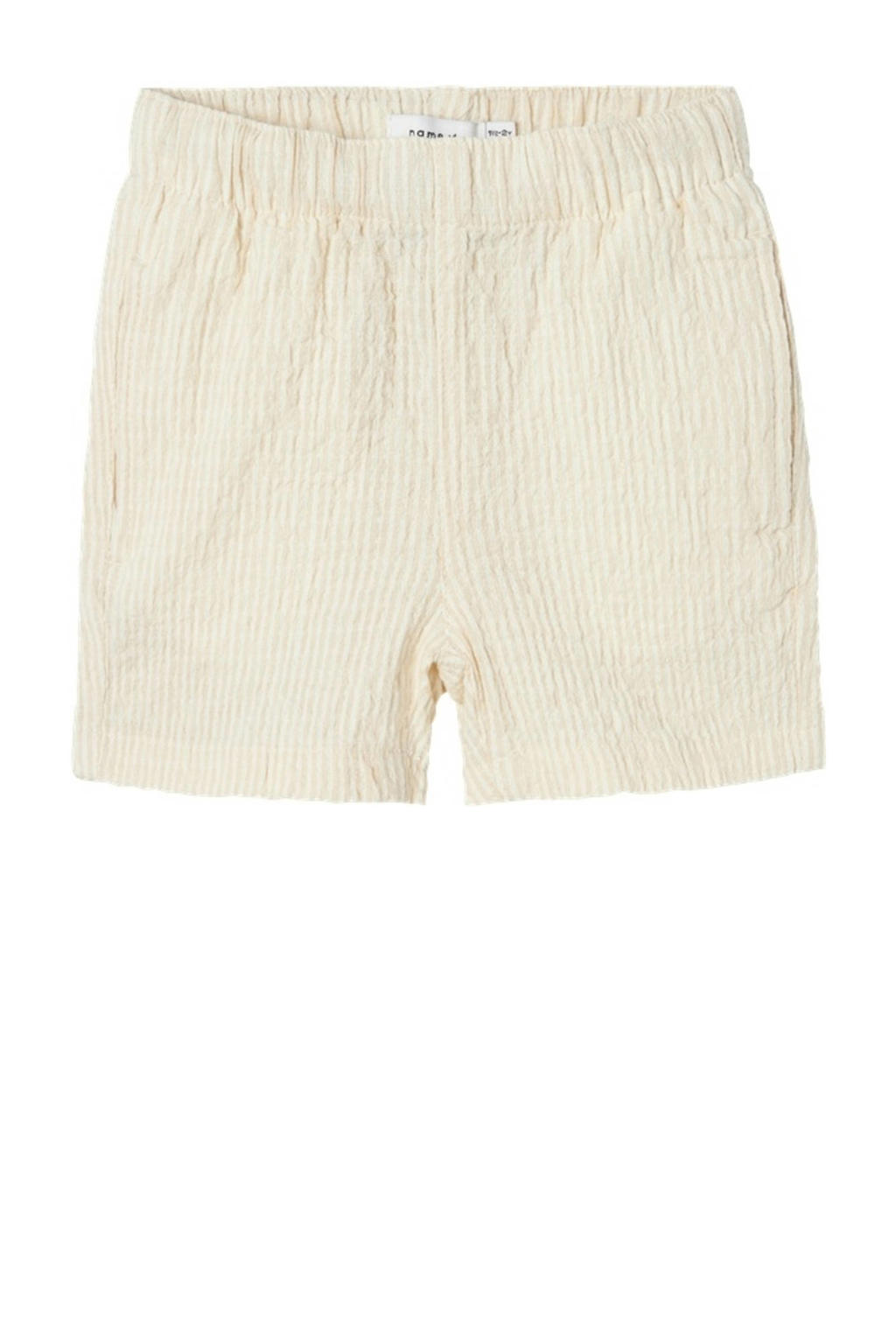 Beige en ecru jongens NAME IT MINI baby gestreepte casual short van katoen met regular fit en elastische tailleband