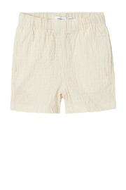 thumbnail: Beige en ecru jongens NAME IT MINI baby gestreepte casual short van katoen met regular fit en elastische tailleband