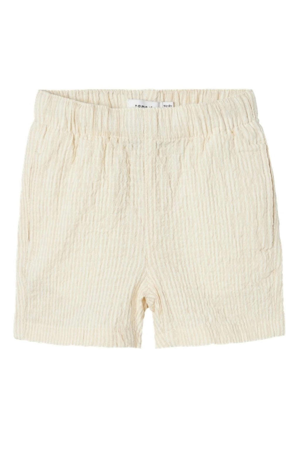 Beige en ecru jongens NAME IT MINI baby gestreepte casual short van katoen met regular fit en elastische tailleband