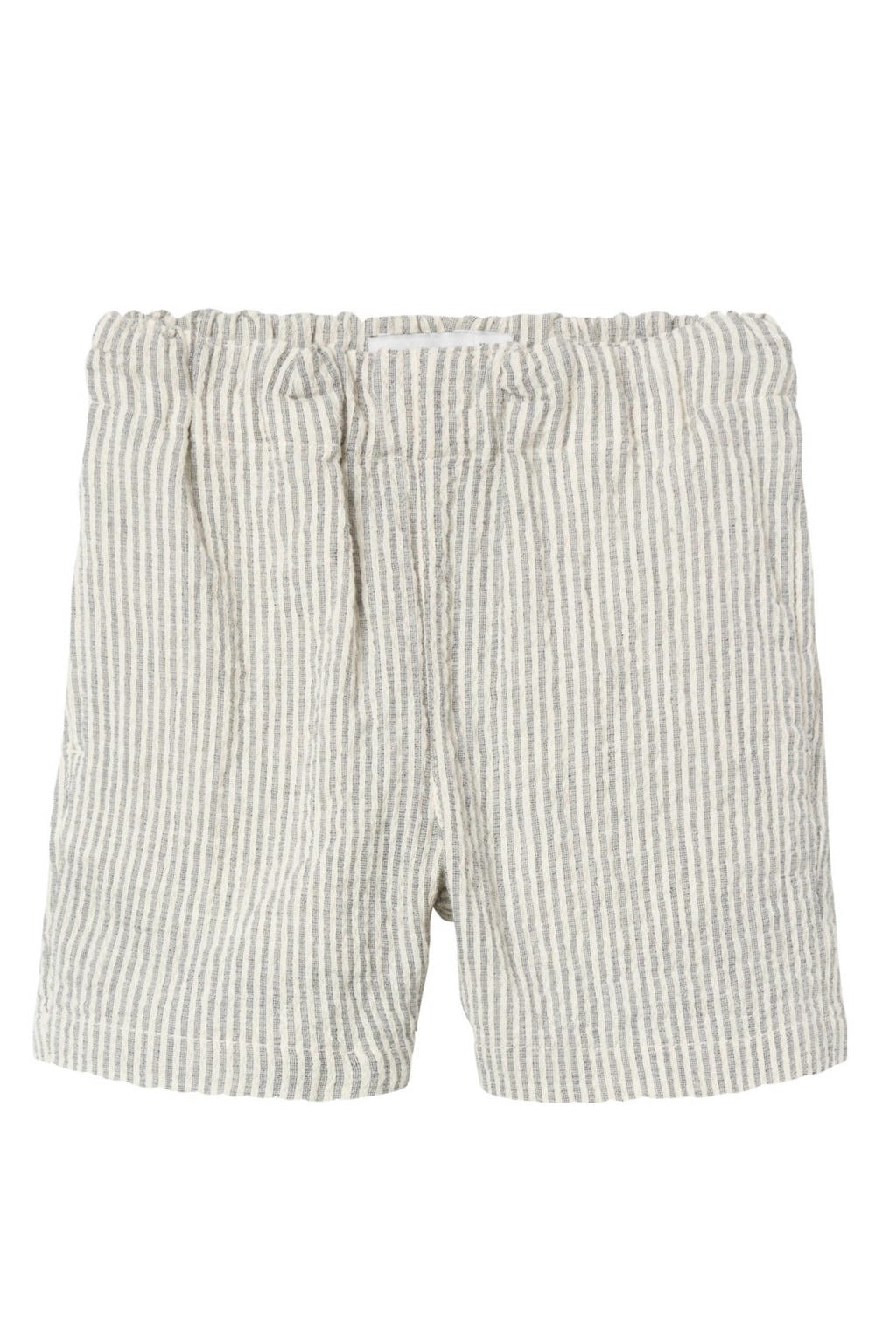 Donkerblauw en beige jongens NAME IT MINI baby gestreepte casual short van stretchkatoen met elastische tailleband