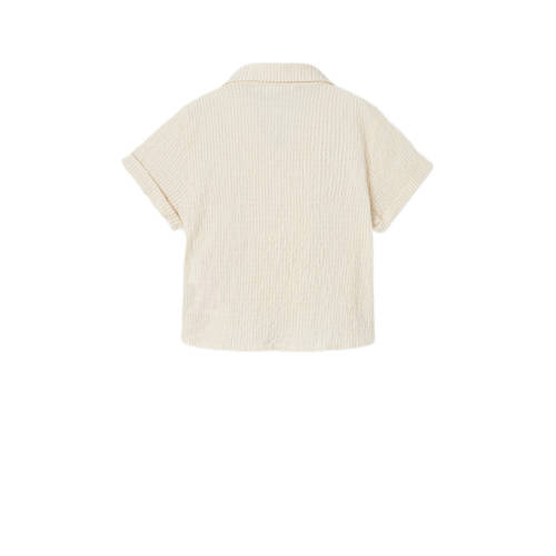 Name it MINI baby gestreept overhemd NMMFEDENIS beige ecru Jongens Stretchkatoen Klassieke kraag 110
