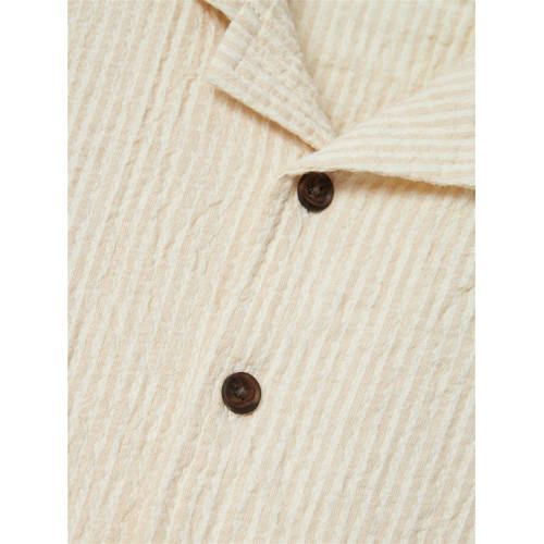 name it MINI baby gestreept overhemd NMMFEDENIS beige ecru Jongens Stretchkatoen Klassieke kraag 110