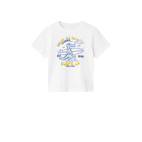 NAME IT MINI T-shirt NMMVAGNO met printopdruk wit Jongens Katoen Ronde hals
