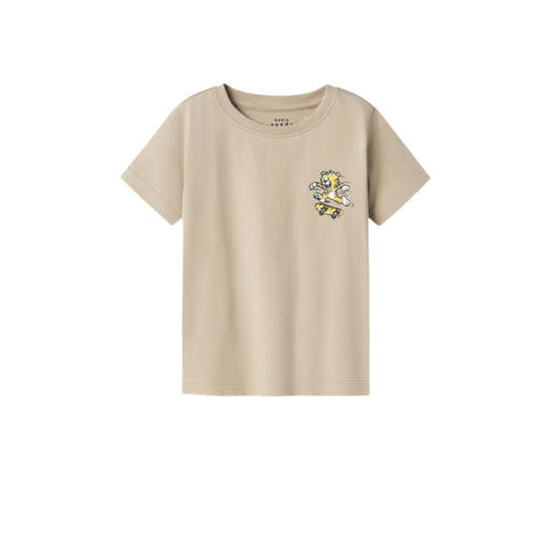 Name it MINI baby T-shirt NMMVELIX met backprint lichtbruin Jongens Katoen Ronde hals 122 128