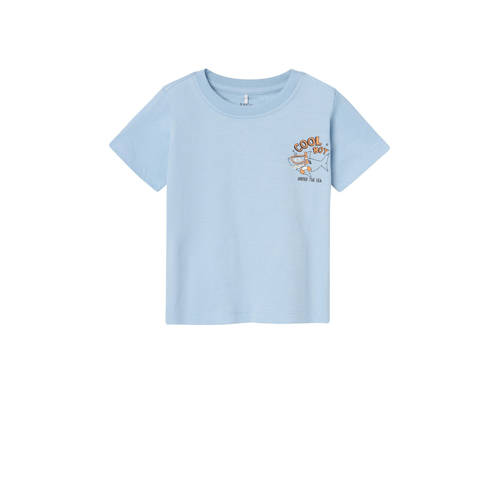 NAME IT MINI baby T-shirt NMMVELIX met backprint lichtblauw Jongens Katoen Ronde hals - 104