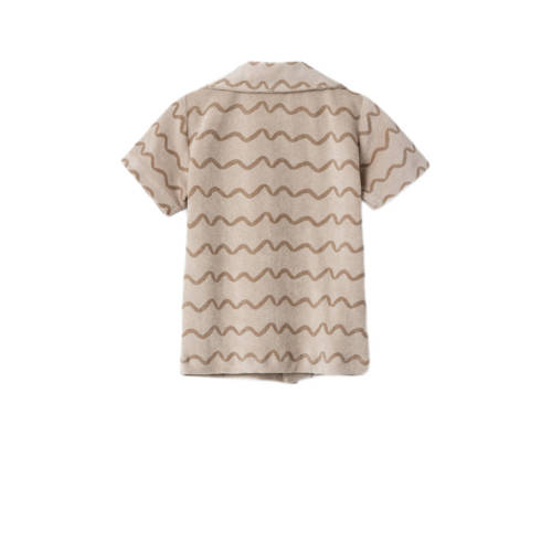 Name it MINI badstof overhemd NMMFELO met all over print lichtzand beige 104