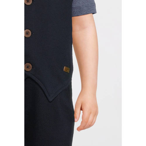 name it MINI gilet NMMFORT donkerblauw Jongens Katoen V-hals Effen 86