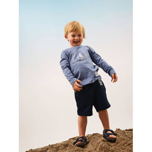 name it MINI gemêleerde sweatshort NMMFALL donkerblauw Korte broek Melée 80