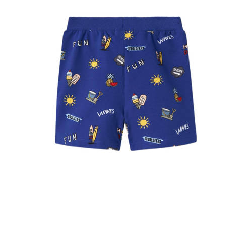 Name it MINI sweatshort NMMFREJ met all over print hardblauw multicolor Korte broek 104