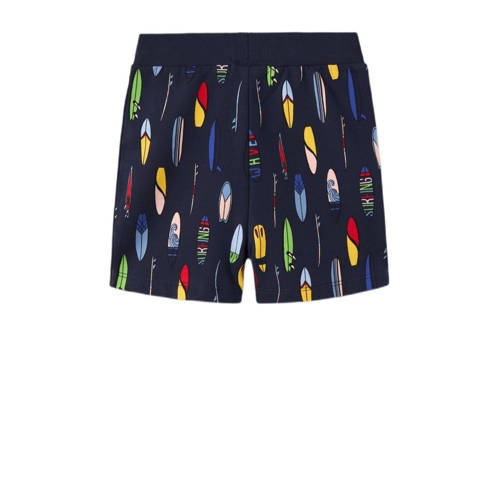 Name it MINI sweatshort NMMFREJ met all over print donkerblauw multicolor Korte broek 104