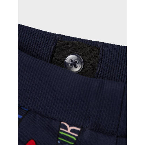 name it MINI sweatshort NMMFREJ met all over print donkerblauw multicolor Korte broek 80