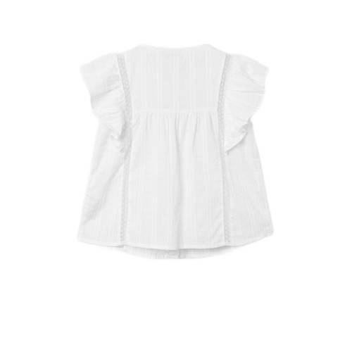 name it KIDS blouse NKFFATIDIA wit Meisjes Katoen Ronde hals Effen 116