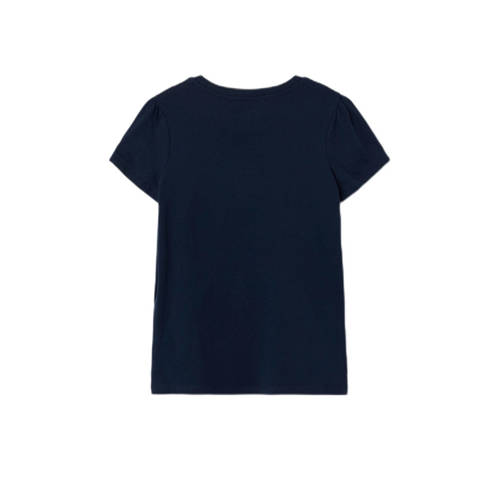 name it KIDS T-shirt NKFVIBEKE met printopdruk donkerblauw Meisjes Katoen Ronde hals 116