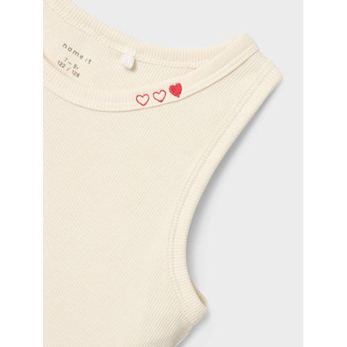 name it KIDS top NKFFRISKE met hartjes beige Meisjes Stretchkatoen Ronde hals 116