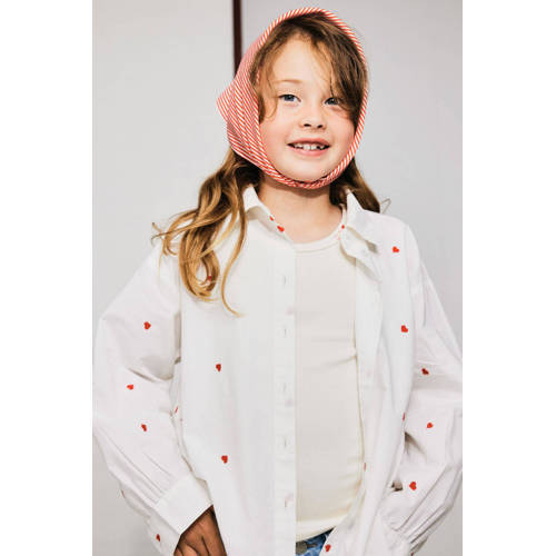 name it KIDS top NKFFRISKE met hartjes beige Meisjes Stretchkatoen Ronde hals 116