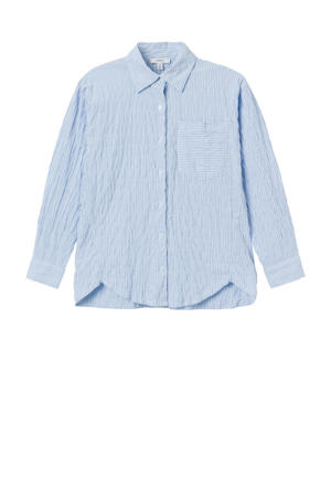 gestreepte blouse NKFDUSTRIPES lichtblauw/wit