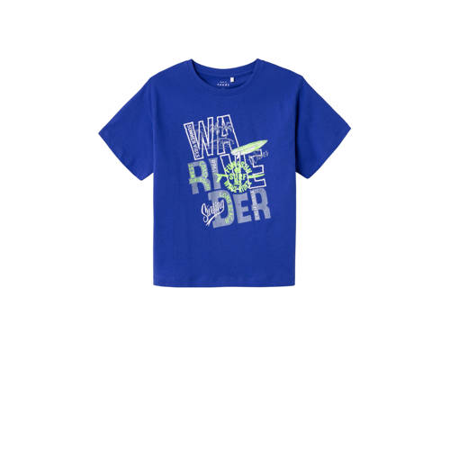 NAME IT KIDS T-shirt NKMVAGNO met printopdruk hardblauw Jongens Katoen Ronde hals