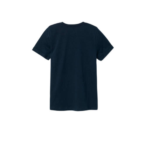 Name it KIDS T-shirt NKMZAZANKA met printopdruk donkerblauw Jongens Katoen Ronde hals 122 128