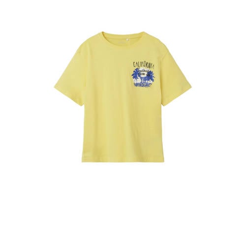 NAME IT KIDS T-shirt NKMVAGNO met printopdruk geel Jongens Katoen Ronde hals - 116