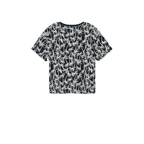 name it KIDS T-shirt NKMVALTHER met all over print donkerblauw wit Jongens Katoen Ronde hals 116