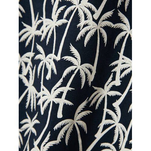 name it KIDS T-shirt NKMVALTHER met all over print donkerblauw wit Jongens Katoen Ronde hals 116