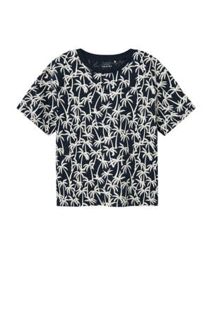 T-shirt NKMVALTHER met all over print donkerblauw/wit
