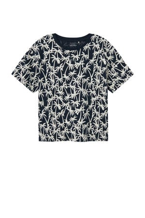 T-shirt NKMVALTHER met all over print donkerblauw/wit