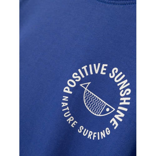 name it KIDS T-shirt NKMFEMTEN met backprint hardblauw Jongens Katoen Ronde hals 116