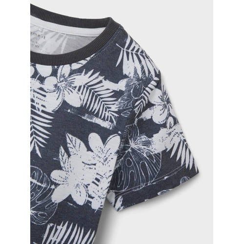 name it KIDS T-shirt NKMFILES met all over print donkerblauw wit Jongens Katoen Ronde hals 116