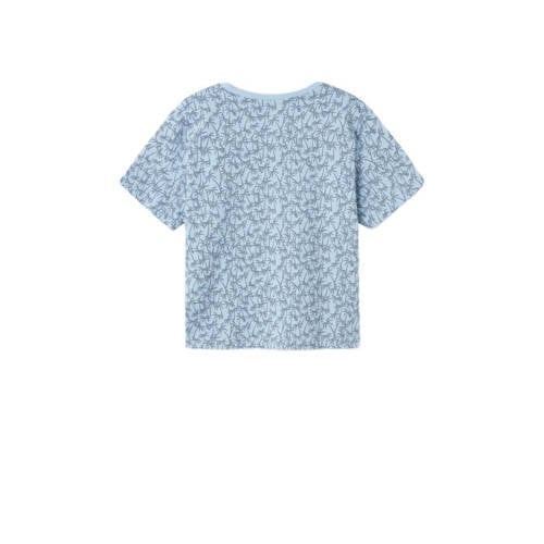 name it KIDS T-shirt NKMVALTHER met all over print blauw Jongens Katoen Ronde hals 116