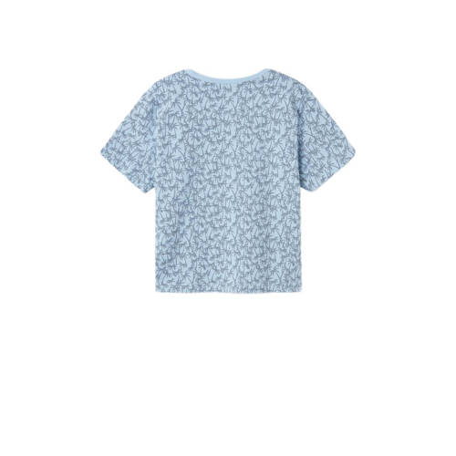 name it KIDS T-shirt NKMVALTHER met all over print blauw Jongens Biologisch katoen Ronde hals 116