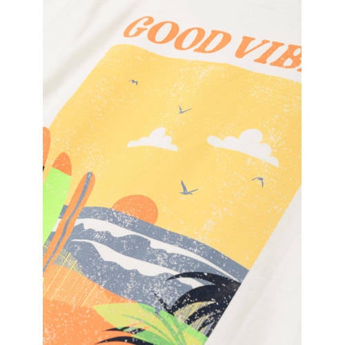 name it KIDS T-shirt NKMFADSER met backprint offwhite Wit Jongens Katoen Ronde hals 116