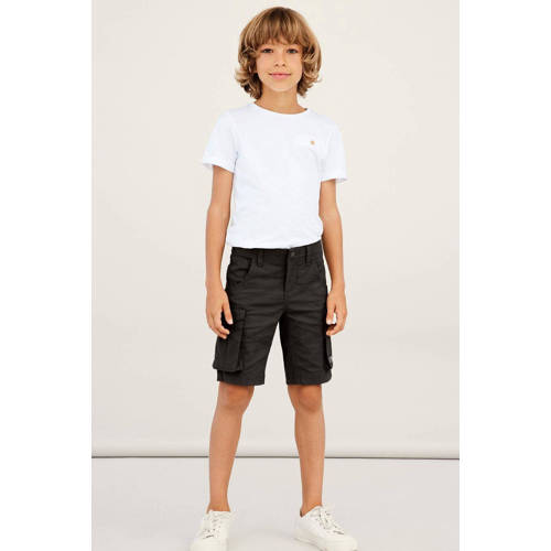 name it KIDS regular fit cargo short NKMRYAN zwart Korte broek Jongens Meisjes Stretchkatoen 122