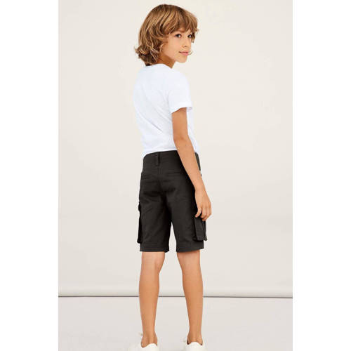 name it KIDS regular fit cargo short NKMRYAN zwart Korte broek Jongens Meisjes Stretchkatoen 122