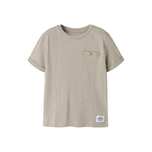 NAME IT KIDS T-shirt NKMVINCENT grijszand Jongens Katoen Ronde hals Effen - maat 98 afbeelding