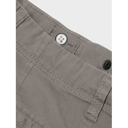 name it KIDS regular fit cargo short NKMRYAN grijs Korte broek Jongens Meisjes Stretchkatoen 128