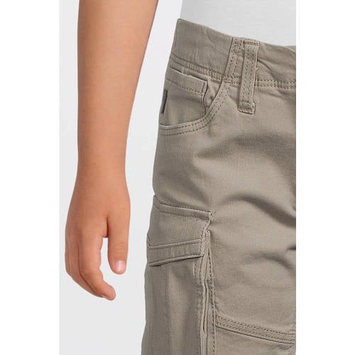 name it KIDS regular fit cargo short NKMRYAN grijs Korte broek Jongens Meisjes Stretchkatoen 128