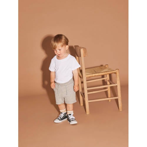 name it KIDS sweatshort NKMVERMO grijszand Beige Effen 80