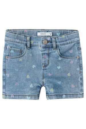 slim fit denim short NMFSALLI met hartjes medium blue denim