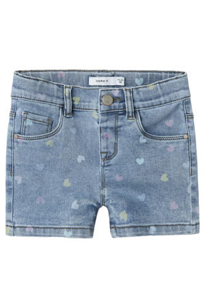 slim fit denim short NMFSALLI met hartjes medium blue denim