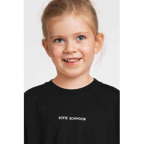 Sofie Schnoor T-shirt zwart Meisjes Katoen Ronde hals Effen 164