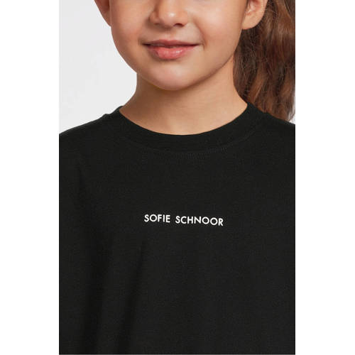 Sofie Schnoor T-shirt zwart Meisjes Katoen Ronde hals Effen 164