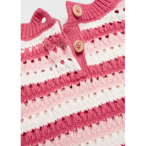 Mango Kids gestreepte trui roze Meisjes Katoen Ronde hals Streep 80